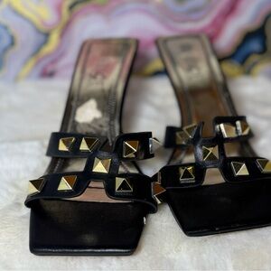 Black Studded Heeled Sandals